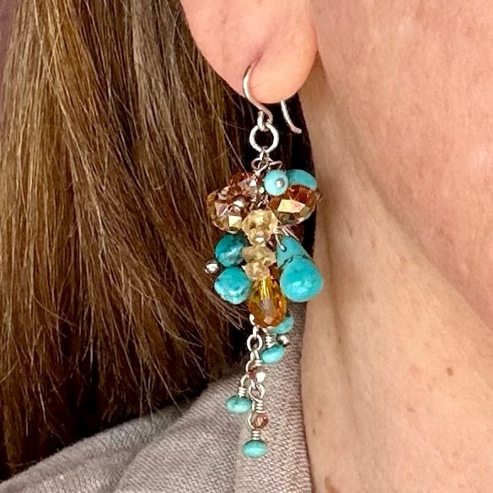 Sterling Silver Handcrafted Kingman Turquoise Earrings